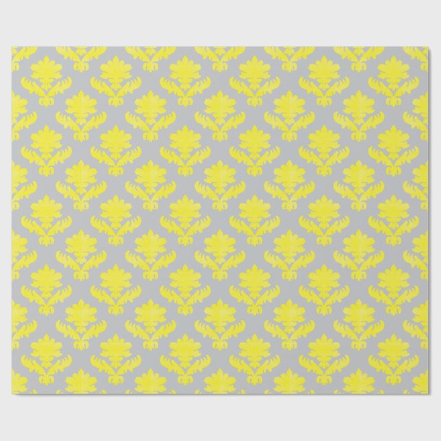 Papel De Presente French Tapestry Bright Yellow and Gray (Aberto)