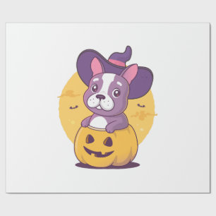 Papel De Presente Frenchie Halloween