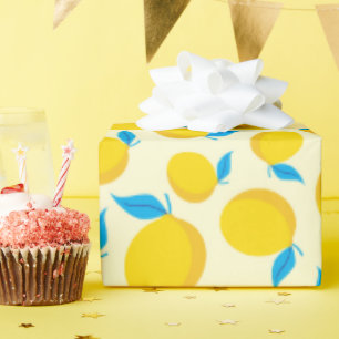 Papel De Presente Fresco de Verão Limão Impressão Brilhante Amarelo