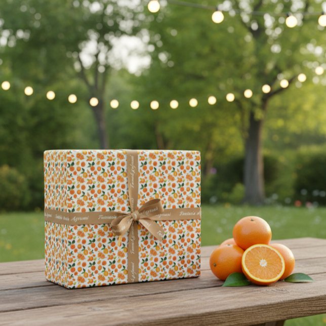 Papel De Presente Fresh Orange Citrus Pattern Gift Wrap Paper (Criador carregado)