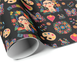 Papel De Presente Frida Kahlo Pattern, México, Artista Gift