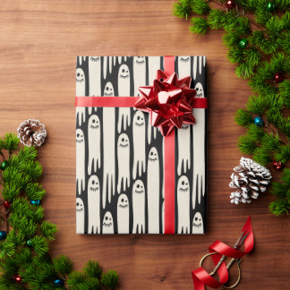 Papel De Presente Friendly Ghosts on Cream and Pink – Halloween Patt