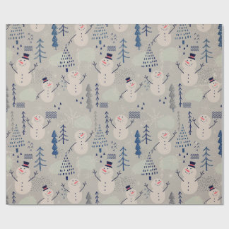 Papel De Presente Friendly Little Snowman - gray