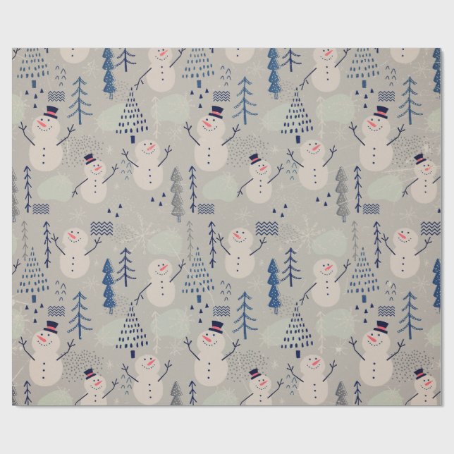 Papel De Presente Friendly Little Snowman - gray (Aberto)