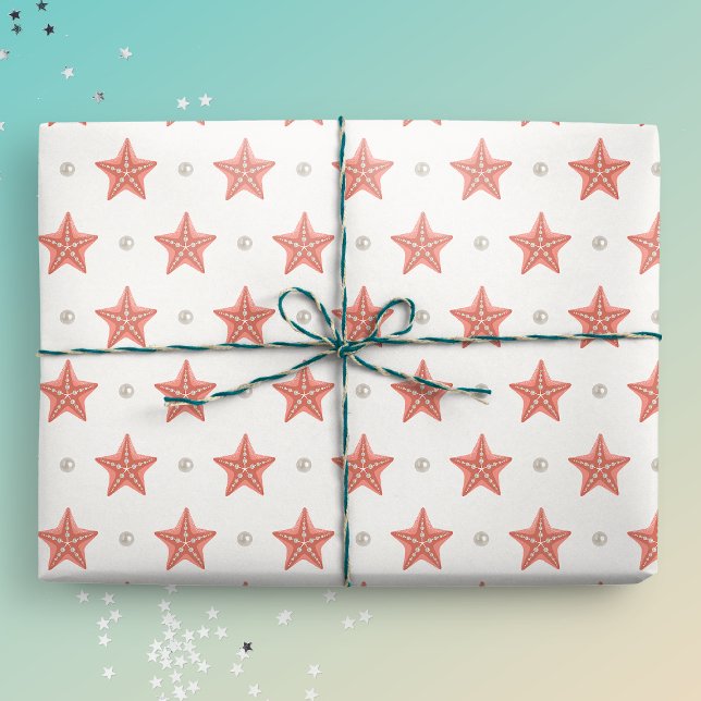Papel De Presente Frigorífico de Natal costeiro (Coastal Christmas Giftwrap Mockup)