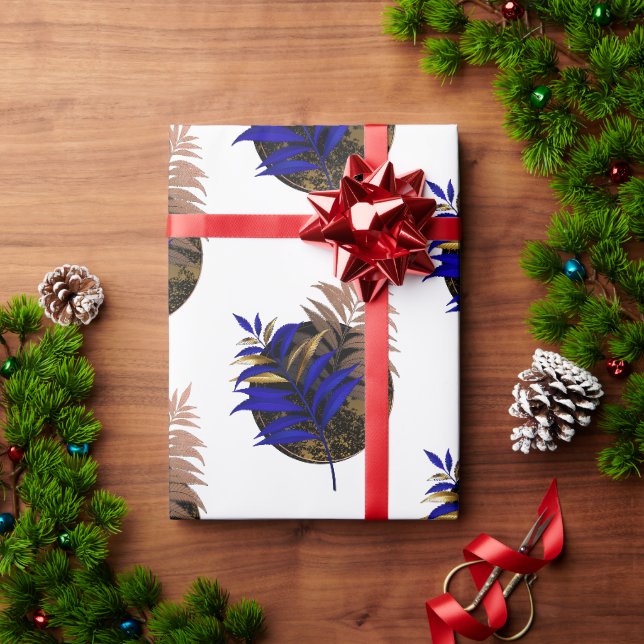 Papel De Presente Frio azul no círculo preto (Presente de Natal)