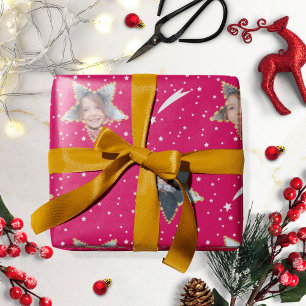 Papel De Presente Frio de Estrelas Bonito Seu Próprio Natal Fotogr