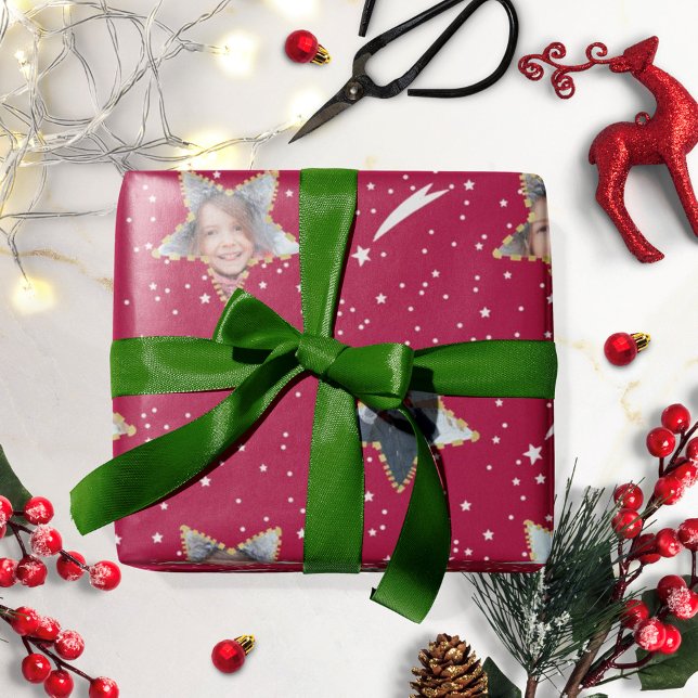 Papel De Presente Frio de Estrelas Bonito Seu Próprio Natal Fotográf (Criador carregado)