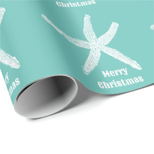 Papel De Presente Frio de Natal Merry Blue Beach Personalizado