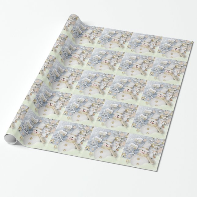 Papel De Presente Frio Winter Snowman (Desenrolado)