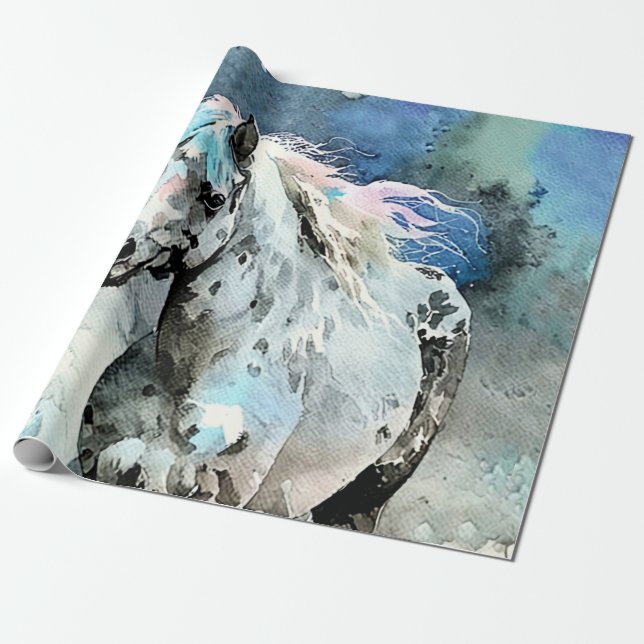 Papel De Presente Frisky Appaloosa Mare Watercolour (Desenrolado)