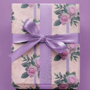 Papel De Presente Friso Vintage Pink Roses Antiguamente Damask