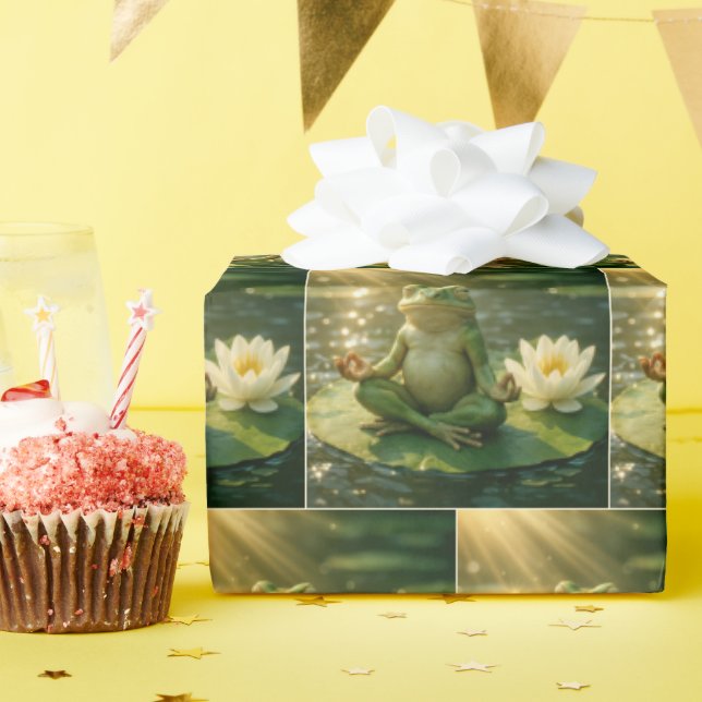 Papel De Presente Frog Meditating On a Lily Pad (Festa de aniversário)