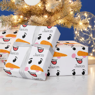 Papel De Presente Frosty the Snowman Happy Face