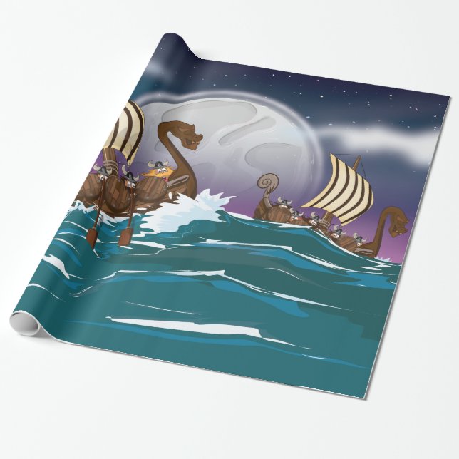 Papel De Presente Frota de Invasão Viking (Desenrolado)
