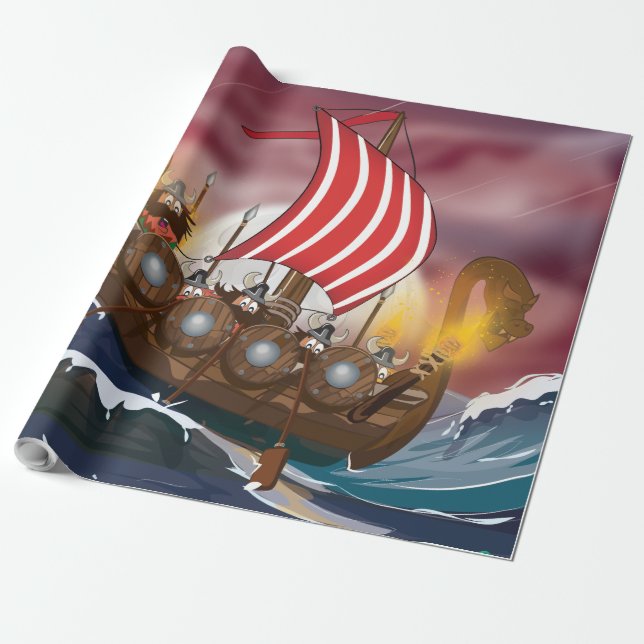 Papel De Presente Frota de Invasão Viking (Desenrolado)