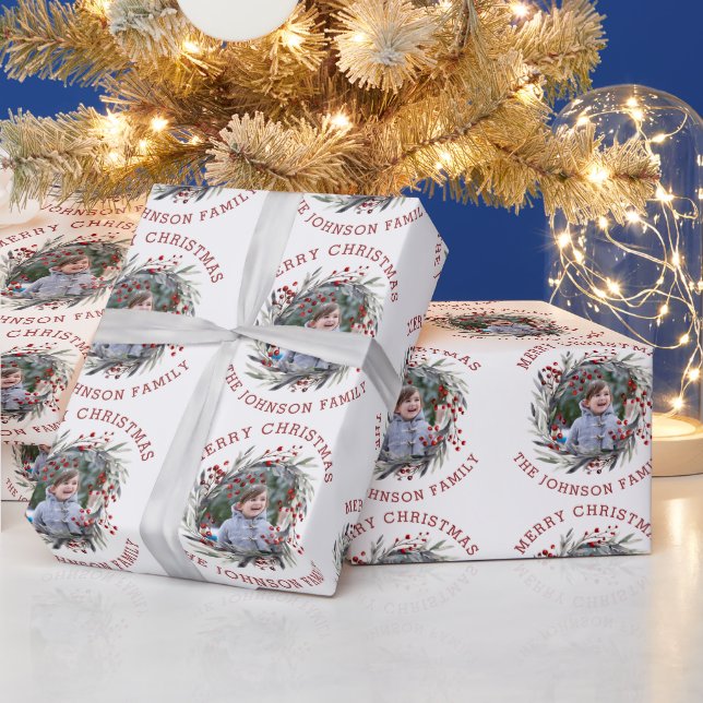 Papel De Presente Frota de Natal com bagas e folhas (Feriados)