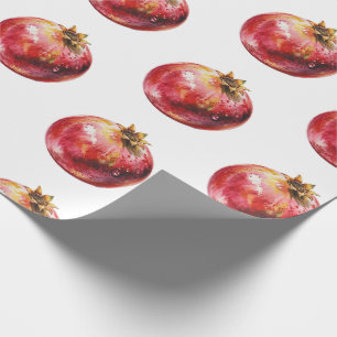 Papel De Presente Fruta aguarela moderna e tendência Romã