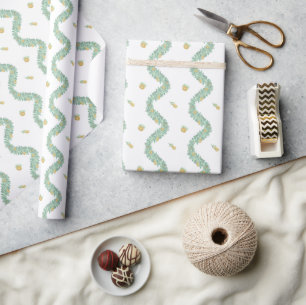 Papel De Presente Fruta Arco Azul de Aquarela Natal Garland