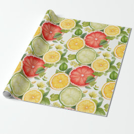 Papel De Presente Fruta cítrica botânica elegante