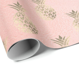 Papel De Presente Fruta de abacaxi-tropical de vidro de rosa