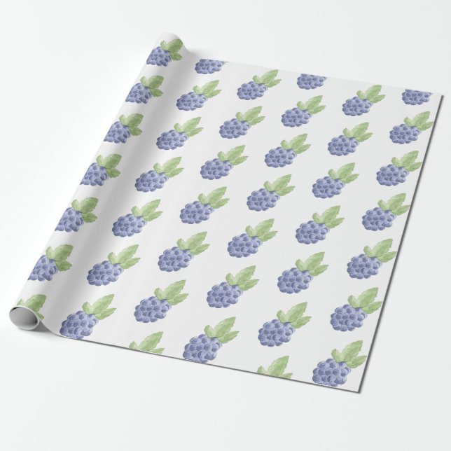 Papel De Presente Fruta de amora azul (Desenrolado)