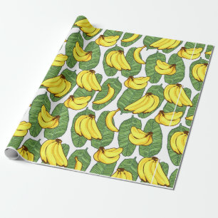 Papel De Presente Fruta de Banana deixa padrão tropical