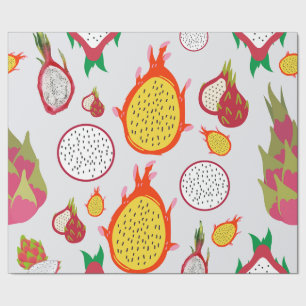 Papel De Presente Fruta de dragão branco e amarelo