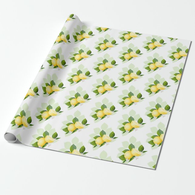 Papel De Presente Fruta de limão Citrus Botânica (Desenrolado)