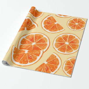 Papel De Presente fruta de padrão laranja, comida de dieta illustr 