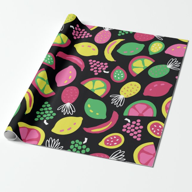 Papel De Presente Fruta padrão de colheita sem descontinuidades pret (Desenrolado)