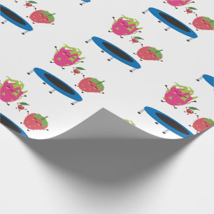Papel De Presente Fruta Pulando Em Trampoline