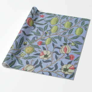 Papel De Presente Fruta William Morris Pomegranate Ornamento Azul