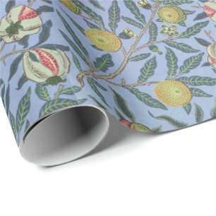 Papel De Presente Fruta William Morris Pomegranate Ornamento Azul
