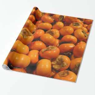 Papel De Presente Frutas alaranjadas frescas do caqui
