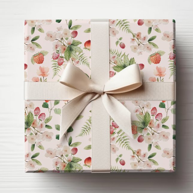Papel De Presente Frutas Boho (Boho Berries Wrapping Paper
)