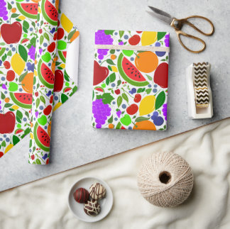 Papel De Presente Frutas Coloridas de Verão