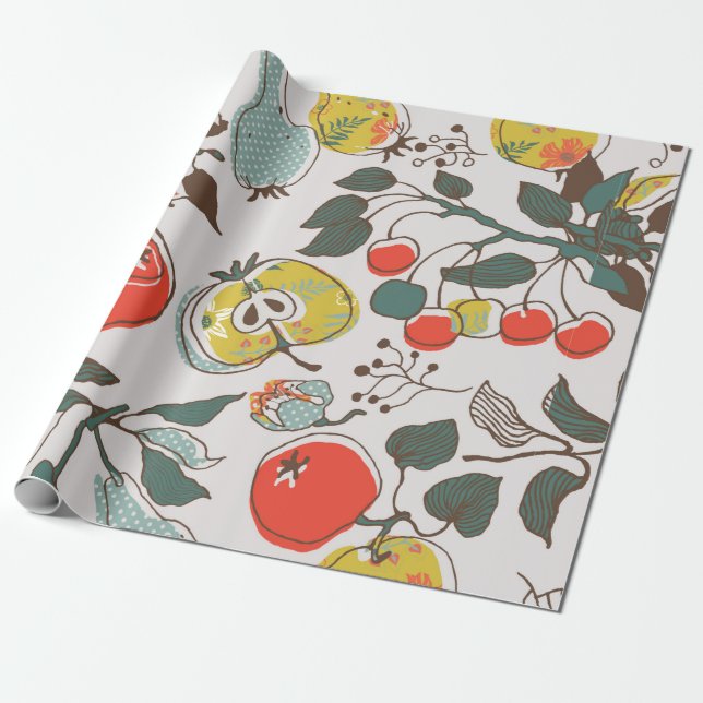 Papel De Presente frutas cortadas. padrão sem falhas (Desenrolado)