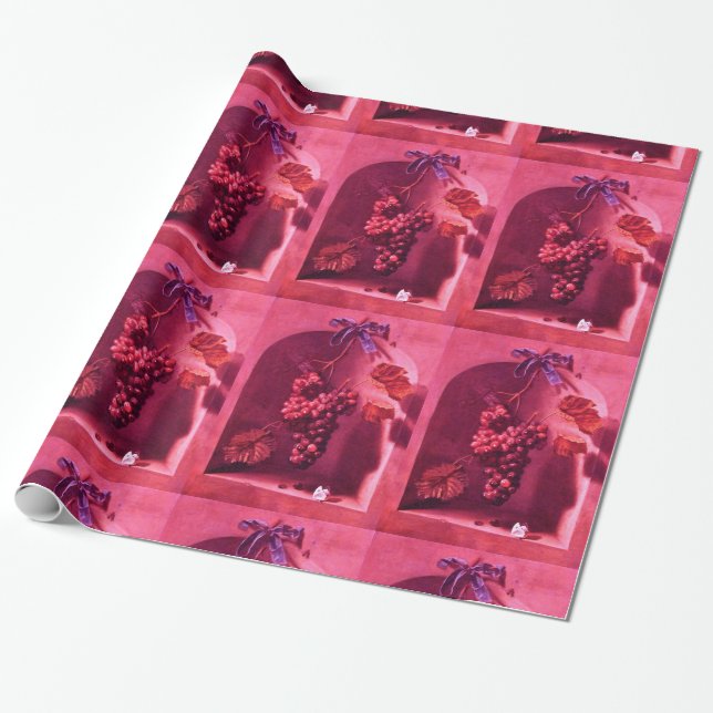 Papel De Presente FRUTAS DA SEASON - PROSPERITY Fuchsia Red Pink (Desenrolado)