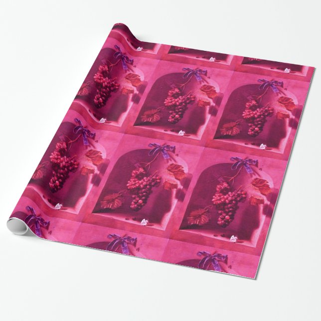 Papel De Presente FRUTAS DA SEASON - PROSPERITY Fuchsia Red Pink (Desenrolado)