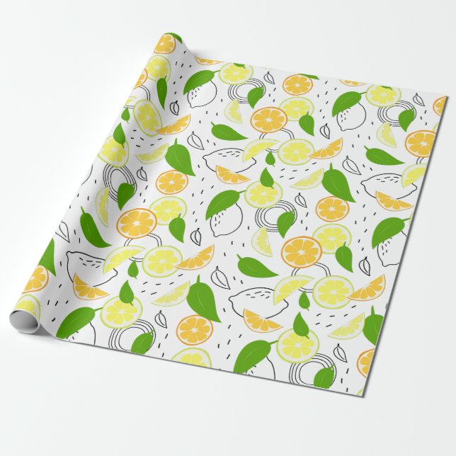 Papel De Presente Frutas de citrinos frescos. (Desenrolado)