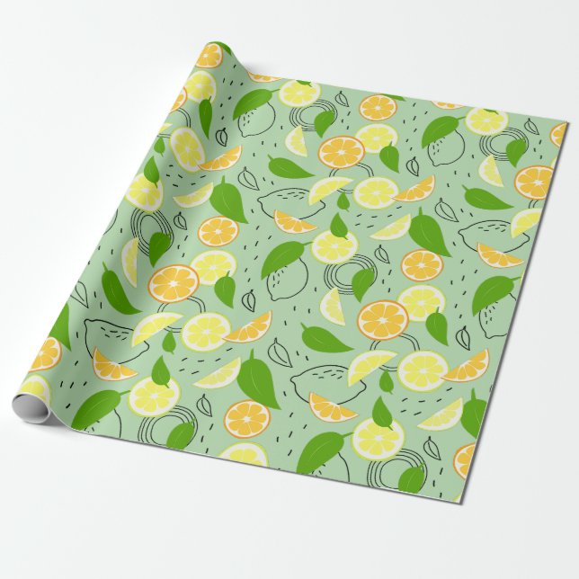 Papel De Presente Frutas de citrinos frescos. (Desenrolado)