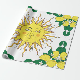 Papel De Presente Frutas de limão de citrinos tropicais com armaç