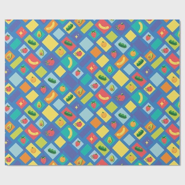 Papel De Presente Frutas e Legumes para Crianças (Aberto)
