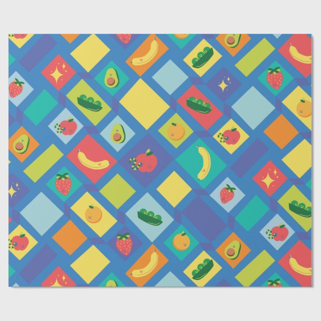 Papel De Presente Frutas e Legumes para Crianças (Aberto)