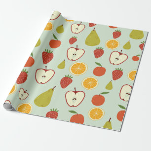 Papel De Presente Frutas frescas em um padrão de repetição contí