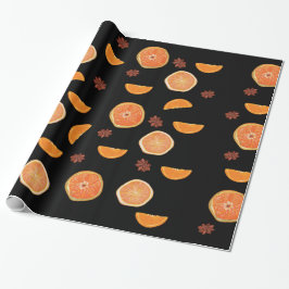 Papel De Presente Frutas Laranja Fatias & Cinnamon