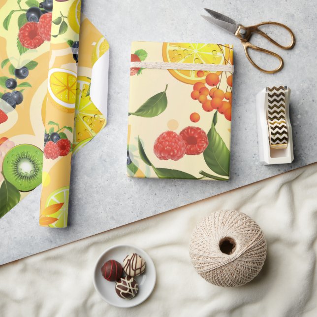 Papel De Presente Frutas mistas 6 (Artesanato)