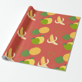Papel De Presente Frutas: padrão de bananas e abacaxi