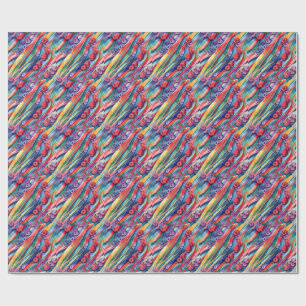 Papel De Presente Frutas silvestres e Listras Coloridas Frescas